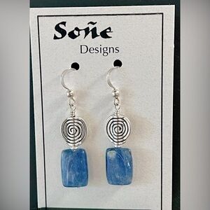 Handmade kyanite earrings in Sterling silver.